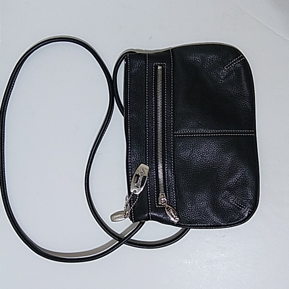 Tignanello Black Pebble Leather Crossbody Bag